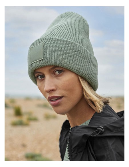 BEE-B336R-Deep Cuffed Tonal Patch Beanie 2